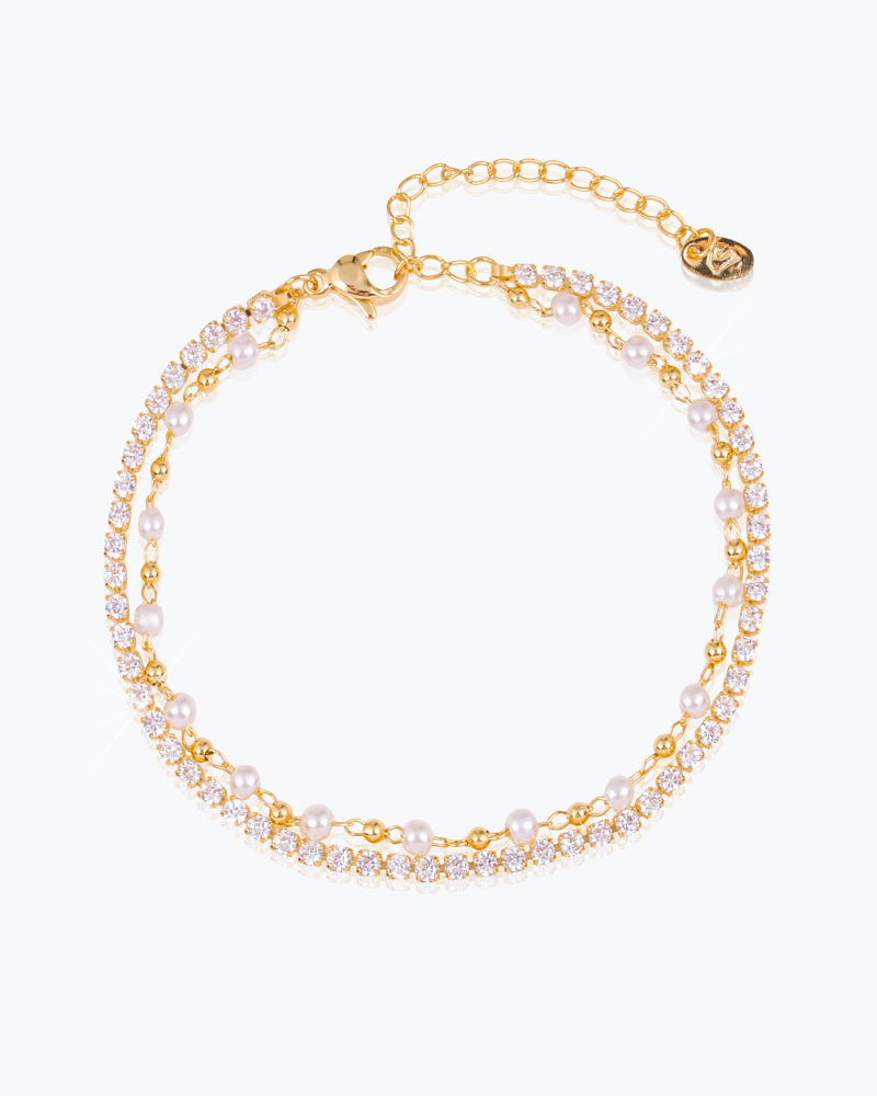 اسوارة زركون نسائية مرصعة بالزركون تصميم ذهبي