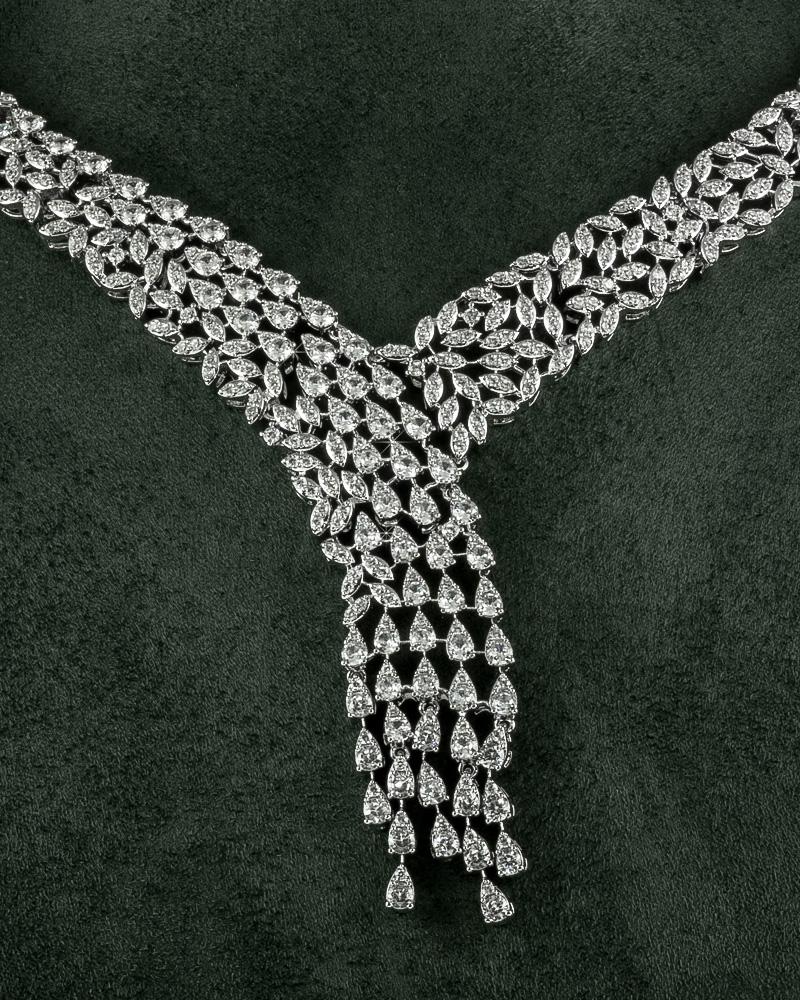 طقم زركون بتصميم الوشاح مرصع بفصوص الزركون