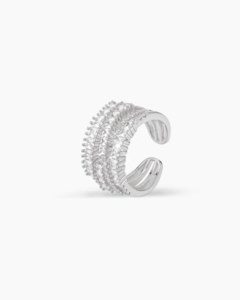 طقم فضي اسوارة مع خاتم فاخر بلمعة الألماس