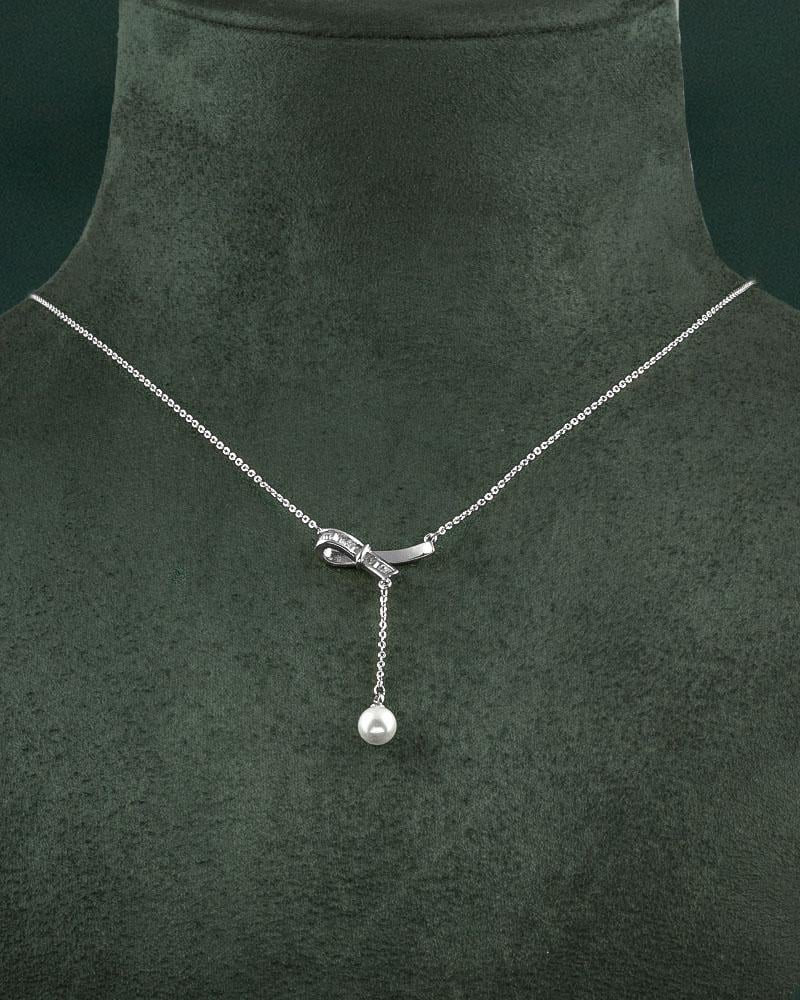 سلسال نسائي فضي بلمعة الألماس