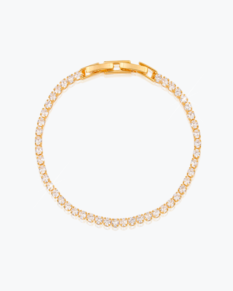 اسوارة تنس نسائية ذهبية مزينة بالزركون