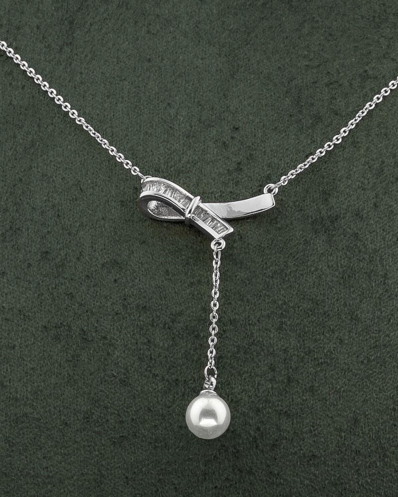 سلسال نسائي فضي بلمعة الألماس