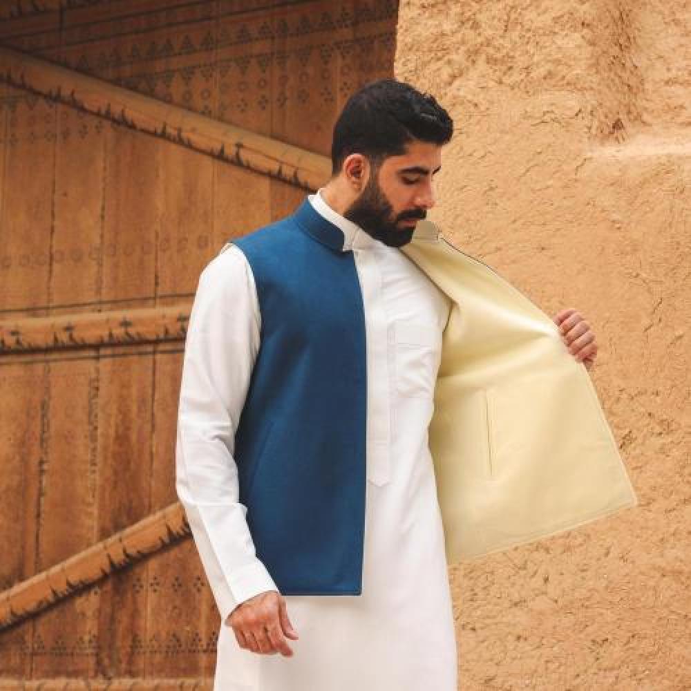 سديري دبل فيس ازرق مع اوف وايت