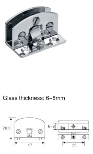 مفصلة زجاج لون كروم 8-6 ملي