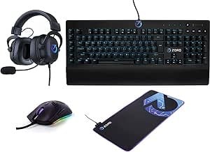 مجموعة الكمبيوتر والالعاب 4 في 1 من زورد - تتكون من كيبورد الالعاب الميكانيكي M9 وقاعدة ماوس Z9 وماوس الالعاب GX وسماعة رأس للالعاب K9