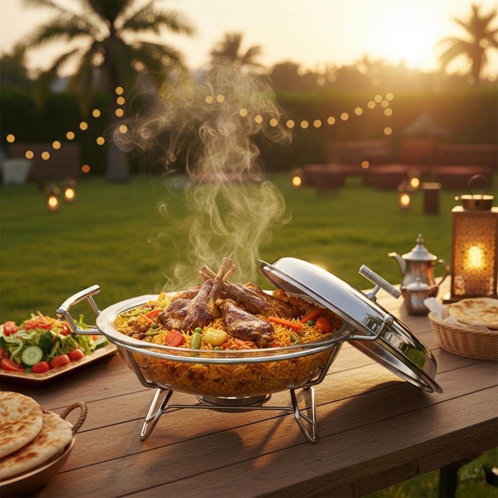 سكوالو سخانات الاكل دائري من الستانلس ستيل مع غطاء وقاعدة أنيقة بتصميم معاصر – فضي –  ( 3 لتر )  – GB0904C