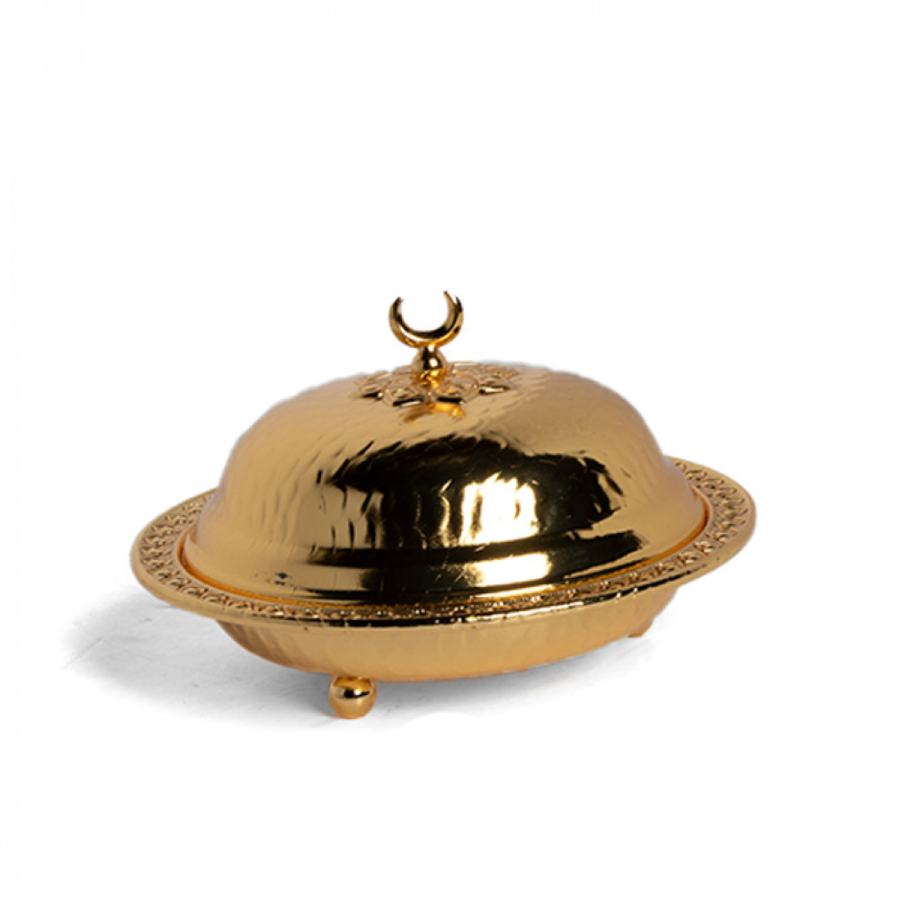سكوالو - صحن تقديم من الستانلس ستيل اللامع مع غطاء بتصميم أنيق ومعاصر - ذهبي - 16.5x16.5x10.5  سم  - J22509 102