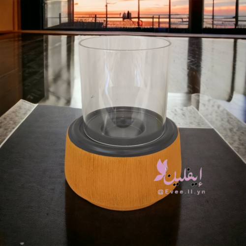 شمعدان سراميك على غطاء زجاجي