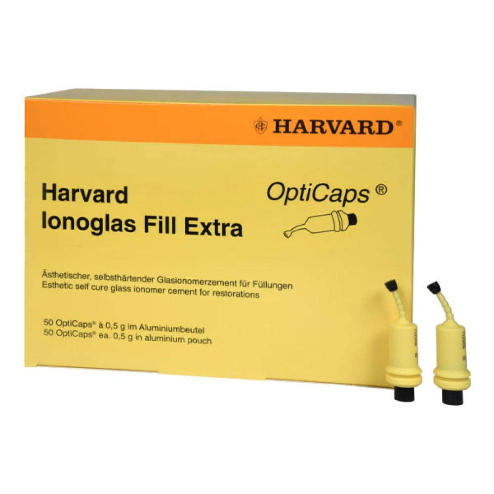 Harvard Ionoglas Fill Extra, 0.5g, 50x OptiCaps, Shade A3.5