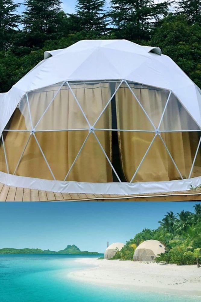 خيمة قبة دائرية نصف شفافة قطر 8 متر بباب جانبي