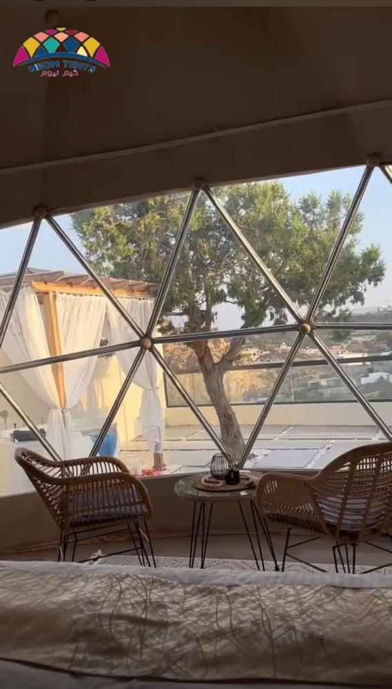 خيمة قبة دائرية نصف شفافة قطر 4 متر باب جانبي