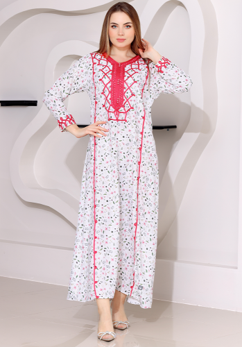 جلابية نسائية قطن ناعم بتطريز أنيق وتصميم مريح