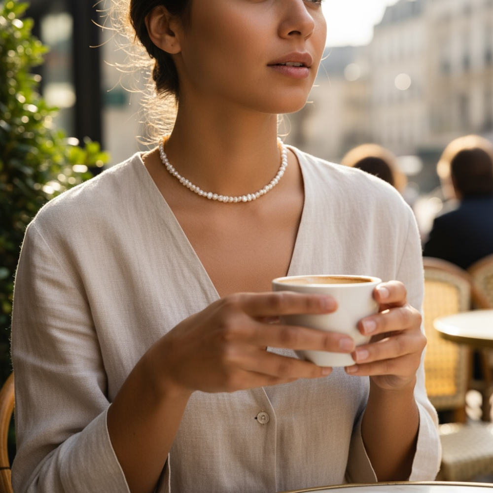 قلادة تشوكر لؤلؤ نسائي فاخر يعكس الأنوثة والبساطة