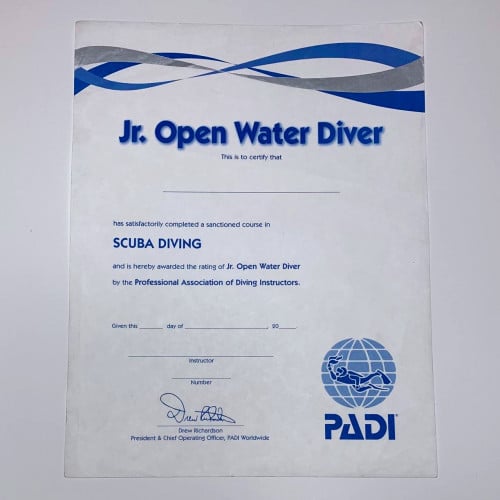 شهادات غواص مياه مفتوحة يافع