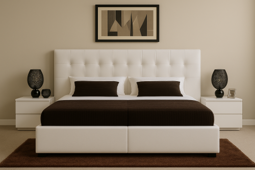 سرير غرفة نوم مودرن وايتي*