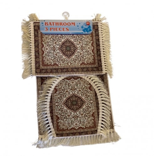 Rug and bath mats 3 pieces wooded brown