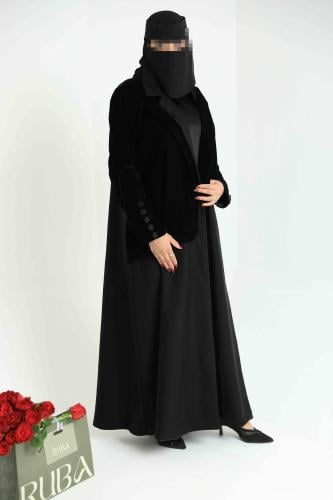 عبايه مخمل وكتان بليزر مبطن