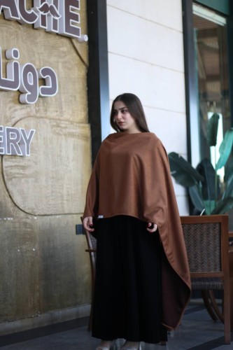 عبايه قماش سيراميك لون اسود فاحم مع اضافة شال شموا...