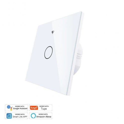 مفتاح اضاءة 1 زر واي فاي ذكي يعمل باللمس والتحكم عن طريق الجوال