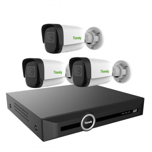 عدد 3 كاميرات خارجية او داخلية IP شبكية 8 ميجـا 50 متر مع جهاز تسجيل 5 قنوات - تياندي