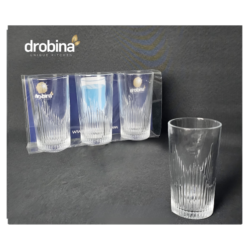 طقم كاسات عصير زجاج كريستال 3 حبة شفاف