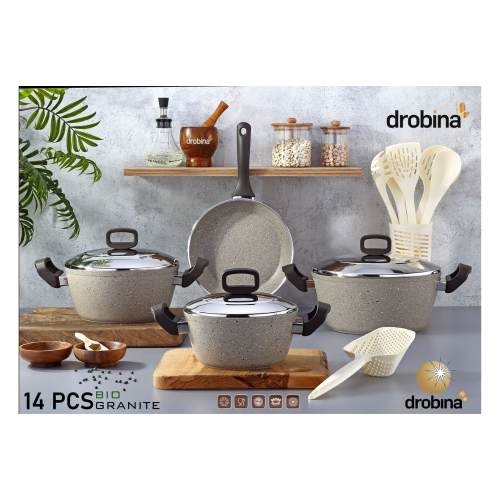 طقم قدور drobina 14 غرانيت تركي Ellie Grey