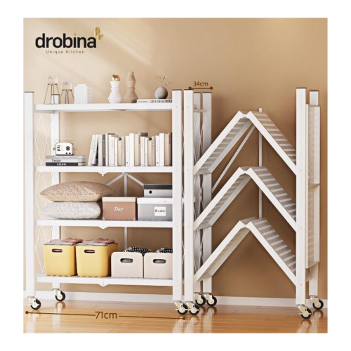 رف تخزين مخرم  قابل للطي 4 طبقات ابيض