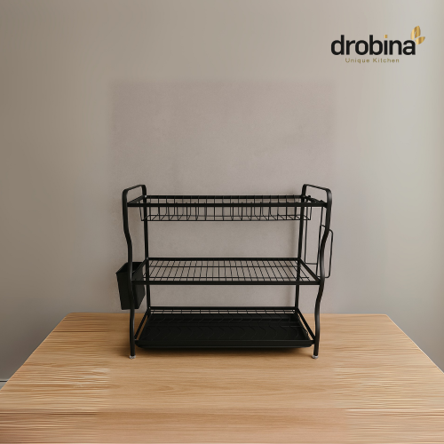 استاند صحون 3 ادوار - رف تجفيف الاطباق للمطبخ اسود