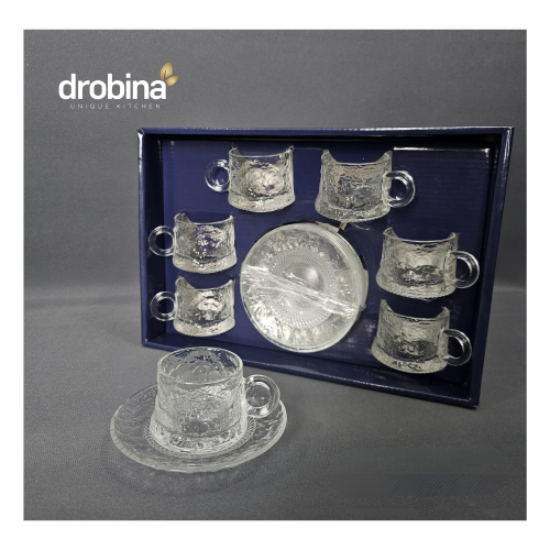 طقم فناجين قهوة تركي كريستال شفاف 12 قطعة