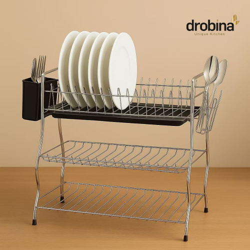استاند صحون - رف تجفيف الاطباق للمطبخ فضي
