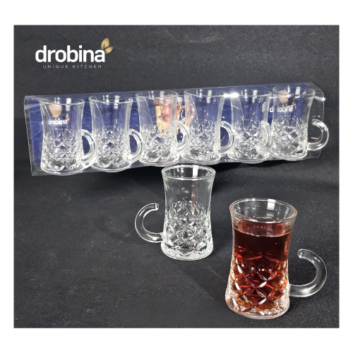 كاسات شاي شفاف زجاج 6 حبة