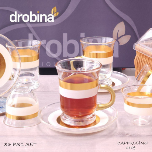 طقم شاي و قهوة 36قطعة drobina خط عريضCappuccino
