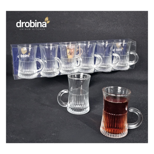 كاسات شاي شفاف زجاج 6 حبة