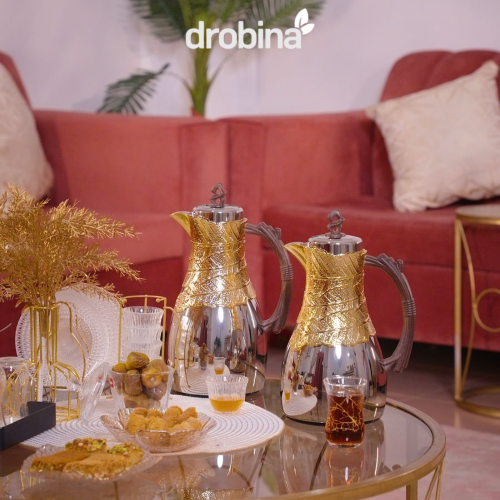 طقم ترامس نيكل ذهبي يد خشبي دروبينا