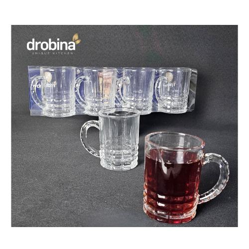 طقم كاسات شاي شفاف زجاج 4 حبة