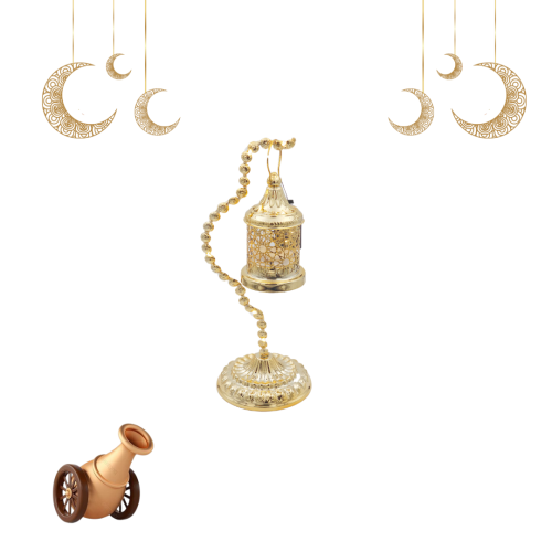 فانوس رمضان بإضاءة ذهبي