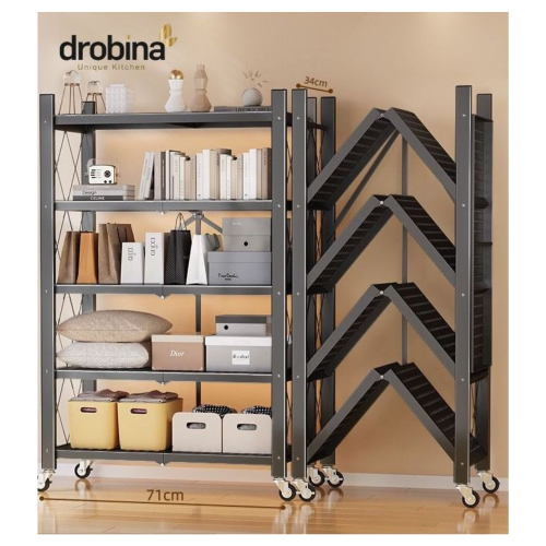 رف تخزين مخرم  قابل للطي 5 طبقات اسود