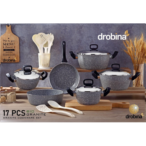 طقم قدور drobina 17 غرانيت تركي Ivory GREY