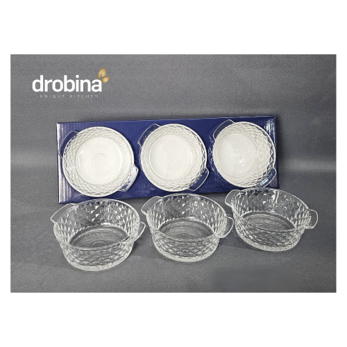 صحن مكسرات زجاج 3 قطعة