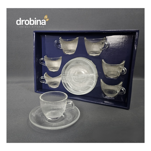 طقم فناجين قهوة تركي كريستال شفاف 12 قطعة