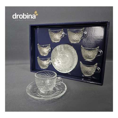 طقم فناجين قهوة تركي كريستال شفاف 12 قطعة