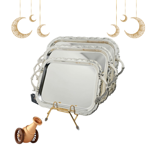 طقم تباسي تقديم فضي