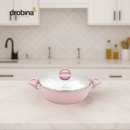 قدر غرانيت تركي دروبينا مسطح مقاس 28 وردي