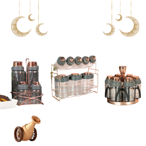 طقم علب بهارات رمادي