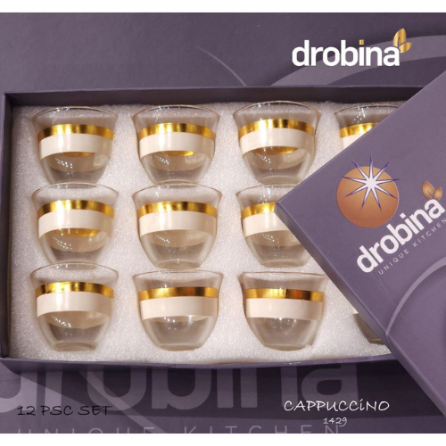 طقم قهوة عربي 12 قطعة drobina خط عريضCappuccino