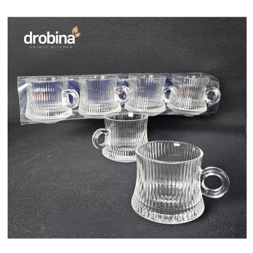 طقم فناجين اسبريسو زجاج كريستال 4 حبة شفاف