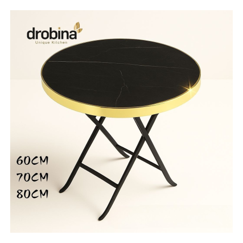 طاولة مدور قابلة للطي اسود ذهبي
