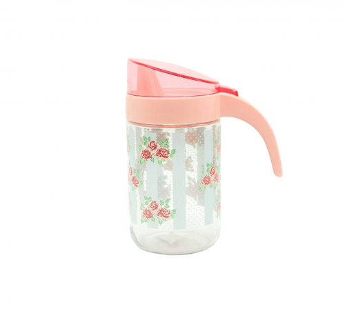 جك زجاج 0.75 لتر زهور وردي