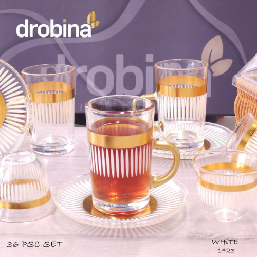 طقم شاي و قهوة 36قطعة drobina مخطط White