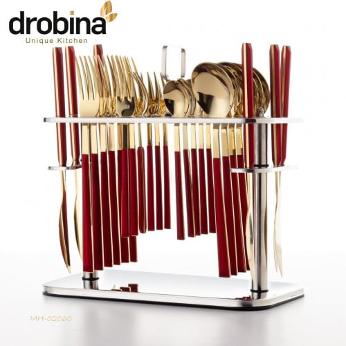 طقم ملاعق 30 قطعة أحمر ذهبي drobina